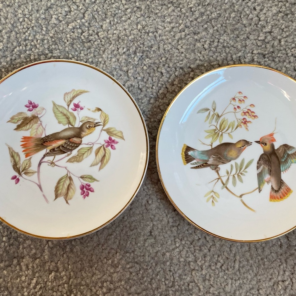 Vintage Bavaria Debra Porcelain  Birds Design Desert Plate set of 2